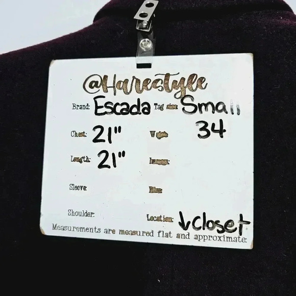 Escada wine double breasted wool cashmere cropped jacket 34 - Picture 11 of 12